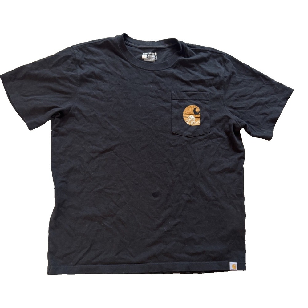 Carhartt Men's Relaxed Fit Black T-Shirt Logo‎ Sz L